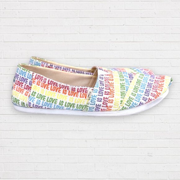 TOMS Alpargata Rainbow LOVE IS LOVE Slip-On Shoes Loafers Pride LGBTQ+ Womens 9 - Picture 3 of 7
